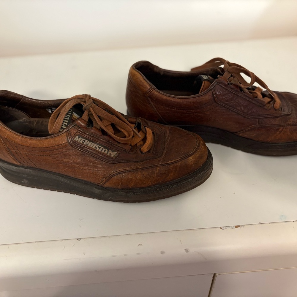Mephisto Tan Leather Men's Sneakers